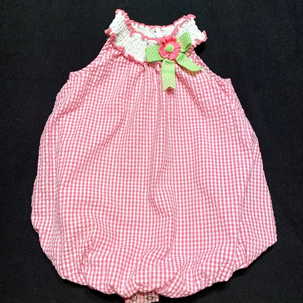 Adorable Pink Gingham Peplum Outfit Size 24M - Picture 2 of 5